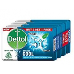Dettol Intense Cool Bathing Soap Bar with Menthol (Buy 3 Get 1 Free - 75g each)