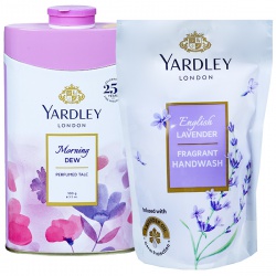 Yardley London MORNING DEW Perfumed Talc, 100g (Free Yardley Fragrant Handwash Pouch 180 ml)